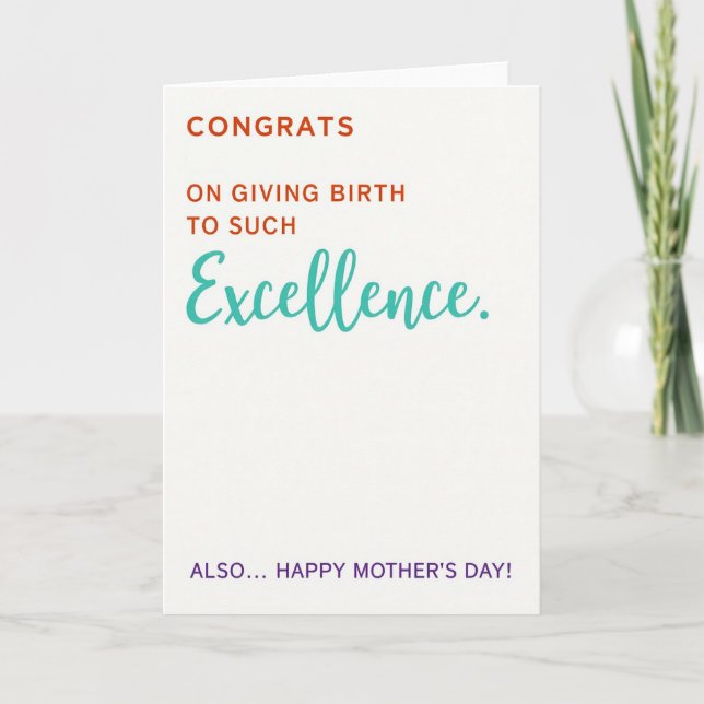 Cartão de Mensagem do Dia das Mães Excellence (Frente)
