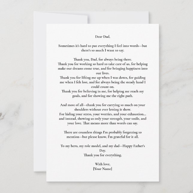 Cartão de Mensagem Fotográfica do Dia do Pai Perso (Frente)