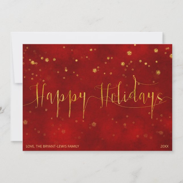 CARTÃO DE MENSAGEM HOLIDAY | Script Faux Foil Verm (Frente)