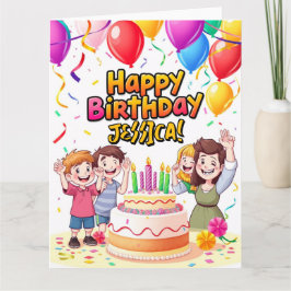 Cartão de Mensagem Personalizado - Feliz Aniversár