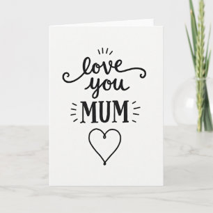 Cartão de Mensagem Simples Amo Você Mamãe