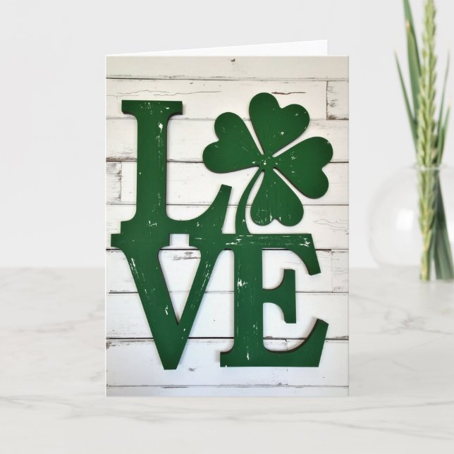 Cartão de Mensagem Verde Amor Sortudo (Frente)