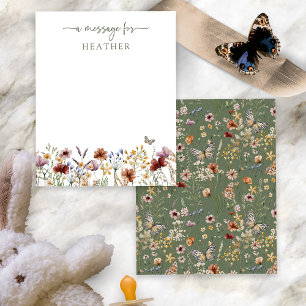 Cartão de Mensagem Verde de Flor Selvagem