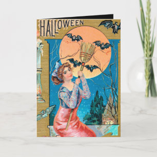 Cartão de mensagem Vintage Halloween Holiday