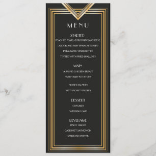 Cartão de Menu Art Deco dos Anos 20 Festa inspir