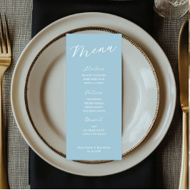 Cartão de Menu Azul Claro Minimalista 