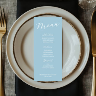 Cartão de Menu Azul Claro Minimalista 