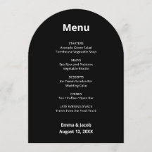Cartão de Menu Black Modern Wedn