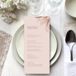 Cartão de Menu Boho Blush Pampas Grass