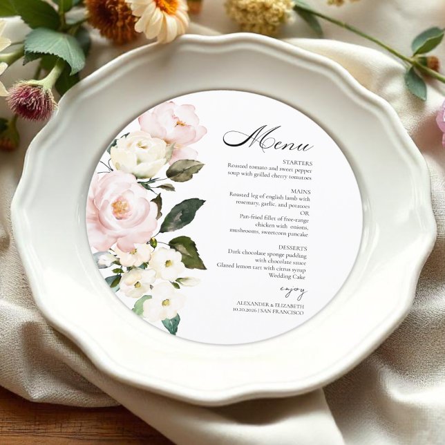 Cartão de Menu Boho Greenery Floral Wedding (Criador carregado)