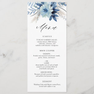 cartão de menu boho pampas