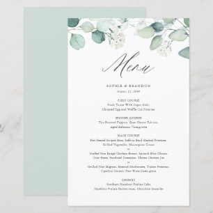 Cartão de Menu Boho Watercolor Eucalyptus Folaves