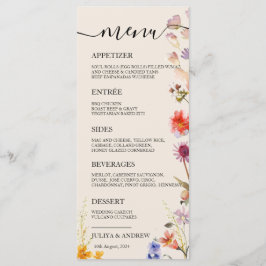 Cartão de Menu Boho wildflower
