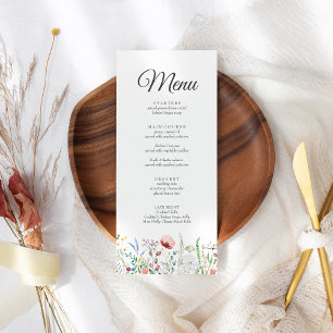 Cartão de Menu Boho Wildflower Meadow Wedding