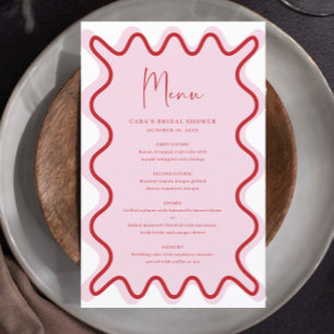 Cartão de menu Borda Vermelha Rosa