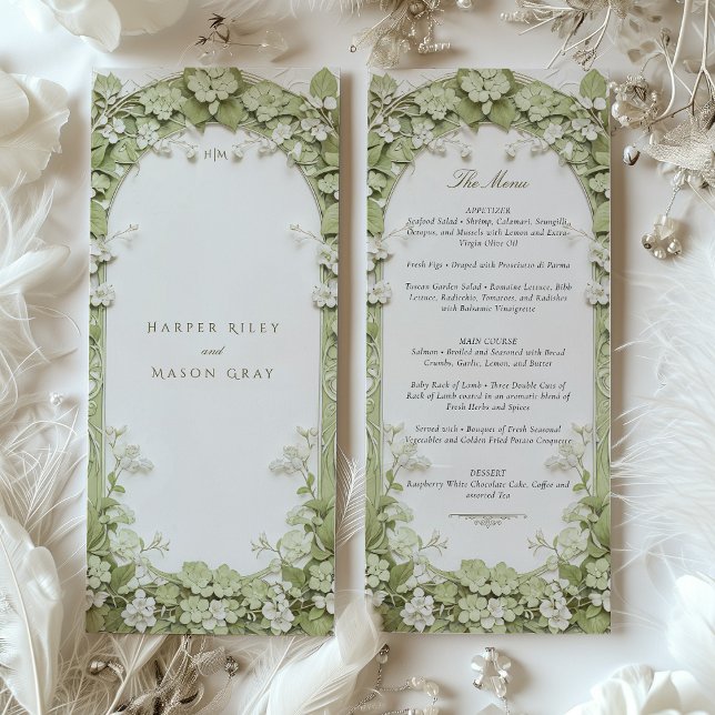 Cartão de Menu Botânico Elegante (Criador carregado)