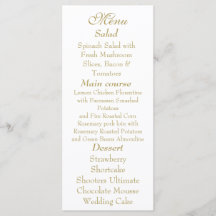 Cartão de Menu Branco & Dourado Elegante