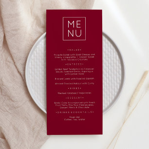 Cartão de Menu Burgundy Moderno e Elegante