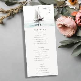 Cartão de Menu Casamento de Yacht de Navegação Náu