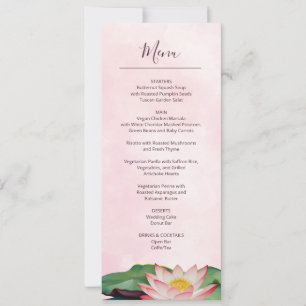Cartão de Menu Casamento do Lotus Watercolor