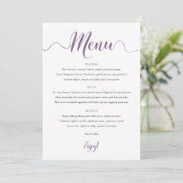 Cartão de Menu Casamento Roxo 5x7