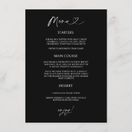 Cartão de Menu Chic Heart Minimal Recepção Jantar