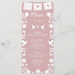 Cartão de Menu Cielito Lindo Bautizo Rosa