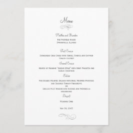 Cartão de Menu Clássico de Casamento - (Cinza) Car