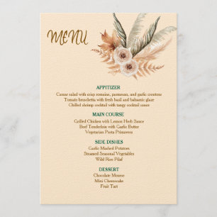 Cartão de Menu Clássico Elegante