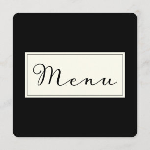 Cartão de menu clássico simples moderno preto faça