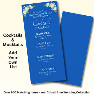 Cartão de Menu Cocktails Drinks - Azul Cobalto e B
