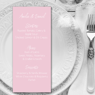 Cartão de Menu Coração de Amor Rosa