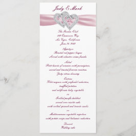 Cartão de Menu Corações Rosa Personalizado