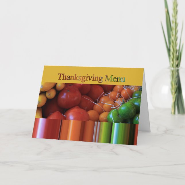 Cartão de Menu de Ação de Graças (Frente)