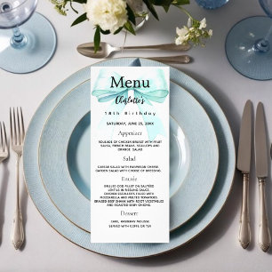 Cartão de menu de aniversário de arco verde-teal