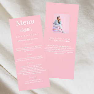 Cartão de menu de aniversário de fatos de diversão