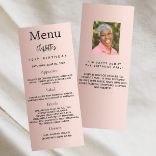 cartão de menu de aniversário de fatos divertidos