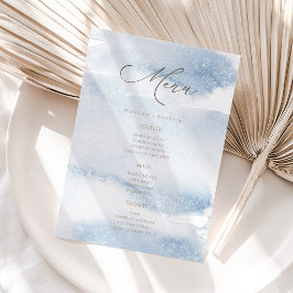 Cartão de Menu de Batismo de Menino com Aquarela A