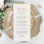 Cartão de Menu de Caligrafia em Dourado Rosado Ele<br><div class="desc">Caligrafia em Rosa Dourado Clássico & Menu de Casamento Elegante, Festa ou Aniversário. Um design elegante em rosa dourado, preto e branco ou qualquer cor de fundo que você escolher. Basta clicar no link personalizar ainda mais, mostrado abaixo da área de personalização do texto à direita, e escolher a cor...</div>