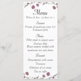 Cartão de menu de casamento