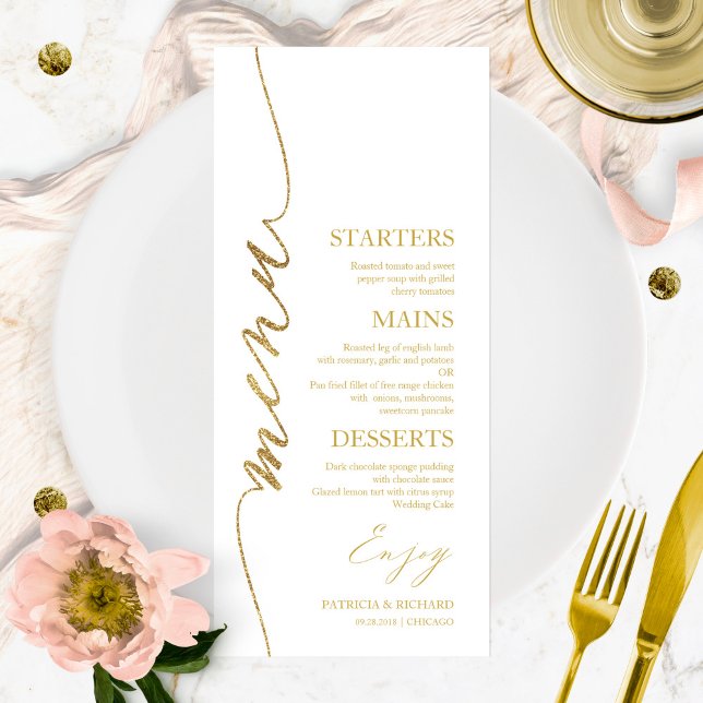 Cartão de Menu de Casamento 4x9 Para Placa e Agrad (Criador carregado)