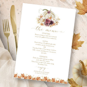 Cartão de Menu de Casamento Abóbora de Namoro