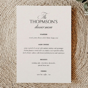Cartão de Menu de Casamento Antigo Vitoriano de Fa