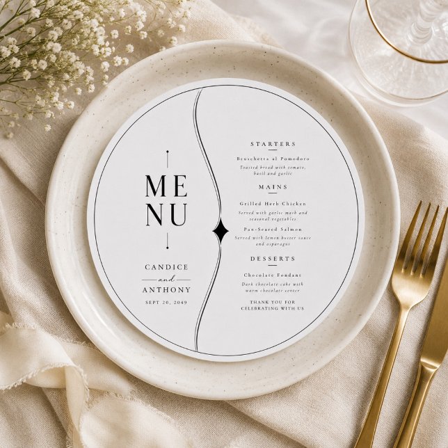 Cartão de Menu de Casamento Art Deco (Criador carregado)