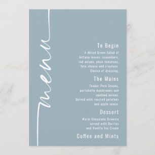 Cartão de Menu de Casamento Azul com Dureza de Tex