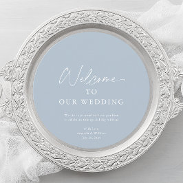 Cartão de Menu de Casamento Azul Empoeirado com Me
