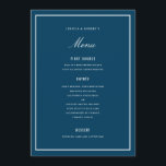 Cartão de Menu de Casamento Azul Escuro Elegante<br><div class="desc">perfeito para qualquer evento; cor e espessura da borda são editáveis</div>