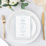 Cartão de Menu de Casamento Azul Escuro Elegante<br><div class="desc">perfeito para qualquer evento; cor e espessura da borda são editáveis</div>