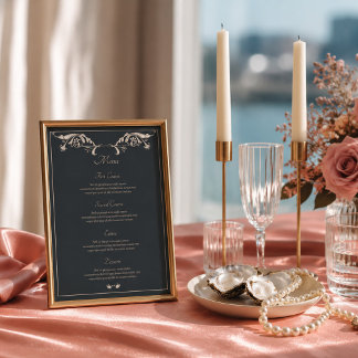 Cartão de Menu de Casamento Barroco de Luxo