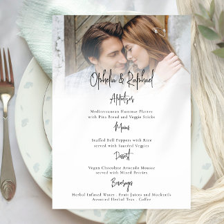 Cartão de Menu de Casamento Boho com Sobreposição 
